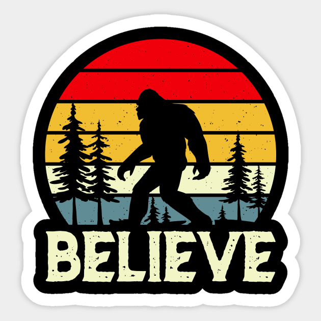 Bigfoot Sasquatch Believe Retro Sticker by The WYLD Tribe